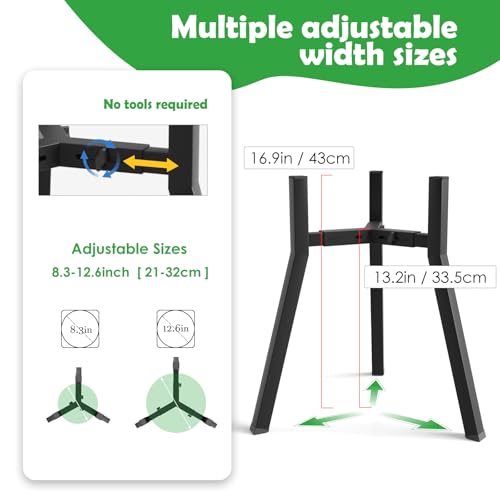 Elevated Dog Bowl Stand for Large Dogs (Height: 16.9", Width: 8.3-12.6" / Black, 16.9H-Square)