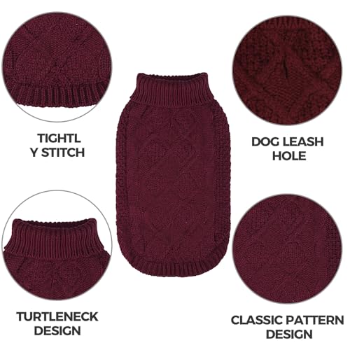 Turtleneck Dog Sweater (Medium / Wine Red)