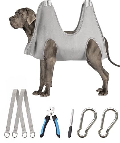 Dog Grooming Hammock Harness (XXXL (140 LB Max) Silver Grey 20-31in)