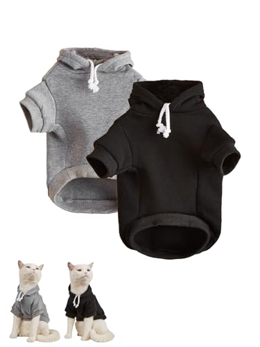 Basic Dog Hoodie Sweatshirt Puppy Sweater Warm Cat Costumes Pet Clothes for Chihuahua Puppy Kitten Small Medium Dogs Black and Grey X (X-Large / Black and Grey)