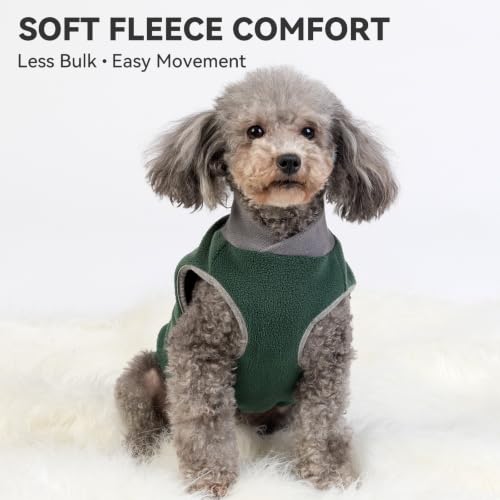 2 Pack Fleece Dog Sweater Pullover Vest with Reflective Stripe (XX-Large / Green & Grey)