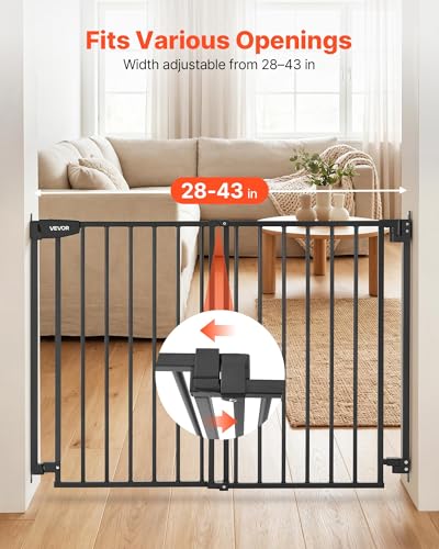 Pet Gate for Stairs (Black / 29-43" Wide x 36" Tall)