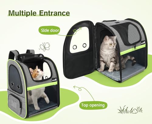 Cat Backpack Expandable (Grey / 12.6"L x 10.2"W x 16.5"H)