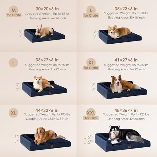 Orthopedic Dog Bed Medium Size (Navy Blue / 30.0"L x 20.0"W x 6"Th)