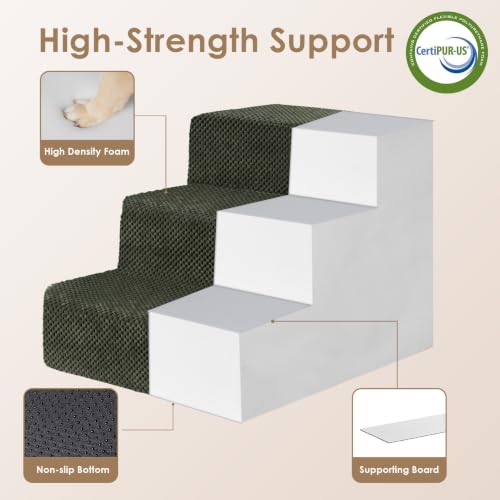 Dog Stairs 13.5" H (Military Green / Extra Wide 16.5" x 21" x 13.5")