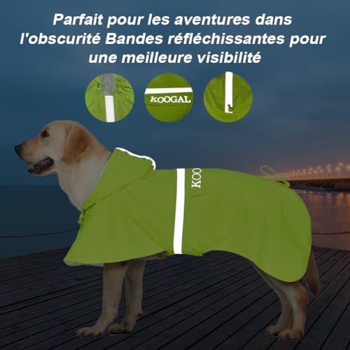 Dog Raincoat Waterproof Hooded (Fluorescent Yellow / 5XL-Fit for 77 to 99 pounds)