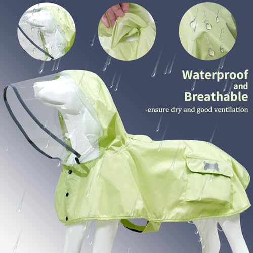 Waterproof Dog Raincoat (Light Green / X-Large)