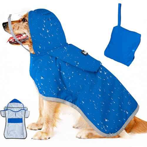 Dog Raincoat Waterproof Rain Jacket (Blue / Large)