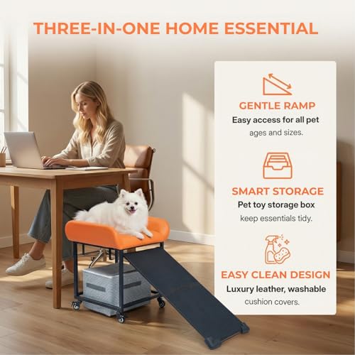 Dog and cat pet Sofa (Black-Orange leather)