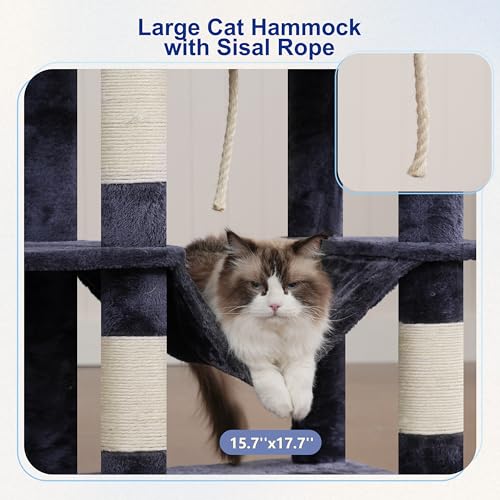 80.7'' Tall Cat Tree Tower for Indoor Cats 20 lbs+ (80.7'' / Smoky gray)