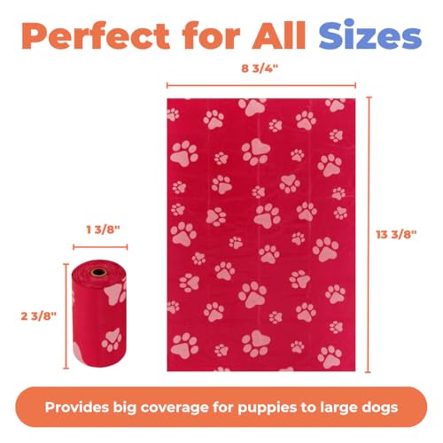 Poop Bags for Dogs (Red / 240 Bags)