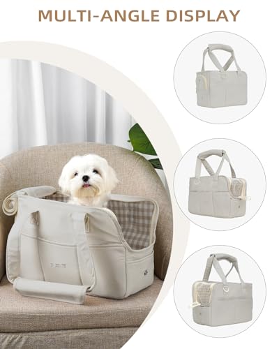 Dog Carrier for Small Dogs Rabbit cat with Large Pockets (Grey / 17.0"L x 7.5"W x 12.0"H)