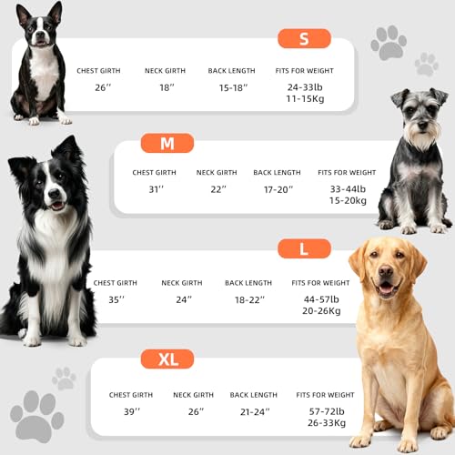 Dog Raincoat Adjustable Dog Rain Jacket Poncho with Leash Hole (Orange / S:24-33 lbs)