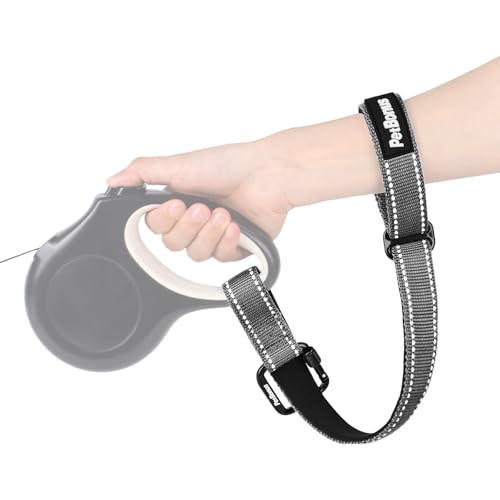 Dog Leash Wrist Strap with Lockable Clip for Dog Retractable Leash (Grey / 1 Pack)