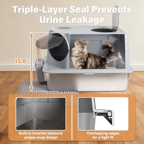 Stainless Steel Litter Box with Lid (X-Large (Enclosed))