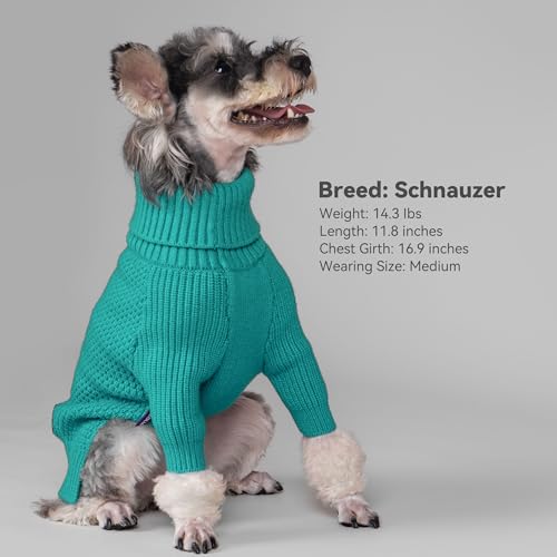Dog Sweater Long Sleeve Warm Knit Sweaters for Large Dogs Boy Girl (Aqua Green / XXX-Large)