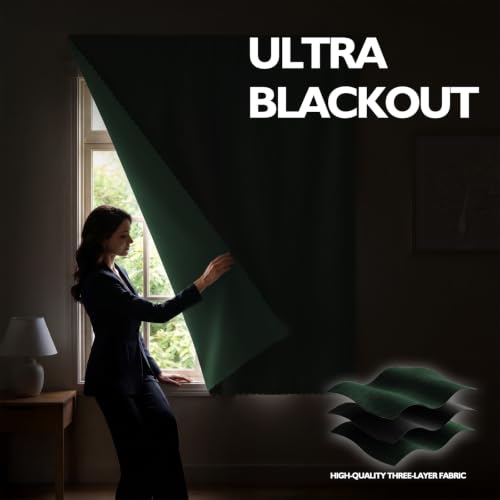 Adhesive Blackout Curtains Portable (Dark Green / 59"W x 59"L (Pack of 1))