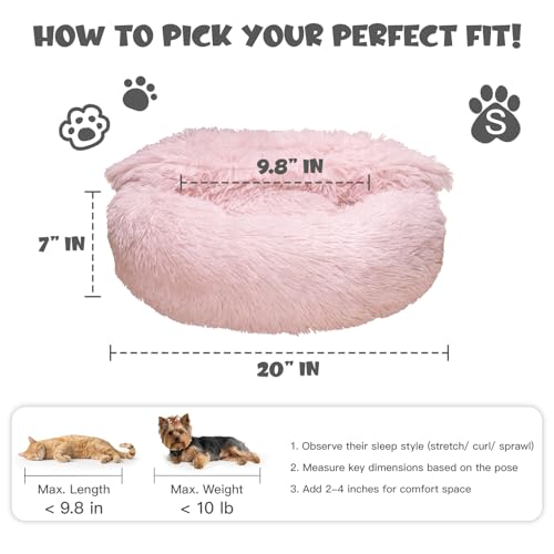 20in Covered Small Dog Bed with Blanket Attached Calming Burrow Pink (20.0"L x 20.0"W x 7.0"Th / Pink)