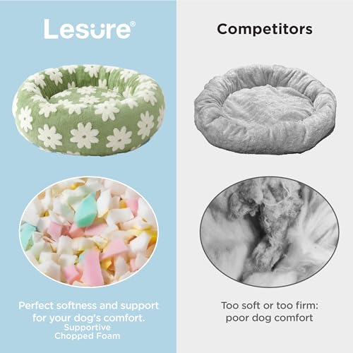 Shown on TV Jacquard Donut Cute Small Dog Beds (23.0"L x 23.0"W x 7.0"Th / Flower Garden Green)