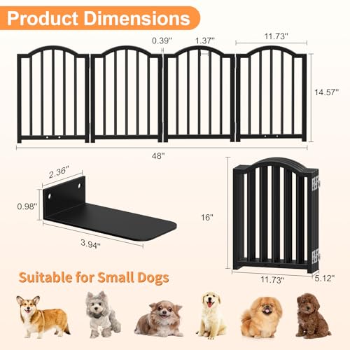Short Dog Gate Indoor (Black / 4 Panel-16''H, Up to 48''W)