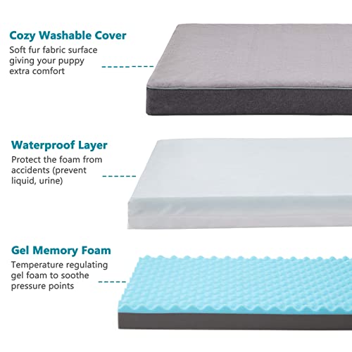 Orthopedic Memory Foam Dog Bed (Purple Grey / X-Large-41"x 29" x 4")