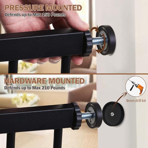 29.7 51" Extra Wide Baby & Dog Safety Gate for Stairs & Doorways (Black / 29.7-51"W x 30"H)