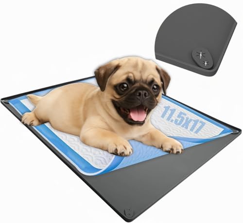 Dog Pee Pad Holder Tray Fits for 11.5” x 17” Pee Pads (17 x 11.5 Inches / Grey)