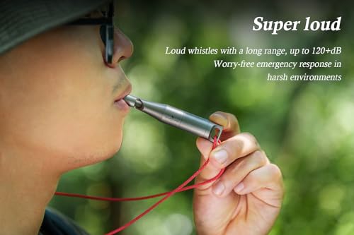 Titanium Whistle Emergency Survival Safety Whistles with Lanyard Loud for Outdoor Camping Hiking Coaches Training Sports Keychain Whistle (1 PCS - Ti9017)
