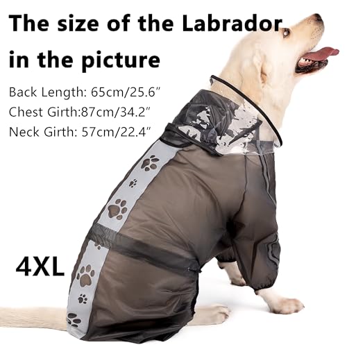 Dog Raincoat Dog Hooded Slicker Poncho (Black / 2XL)