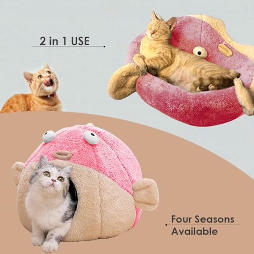 Cat Beds for Indoor Cats (M 14.6'' / pink)