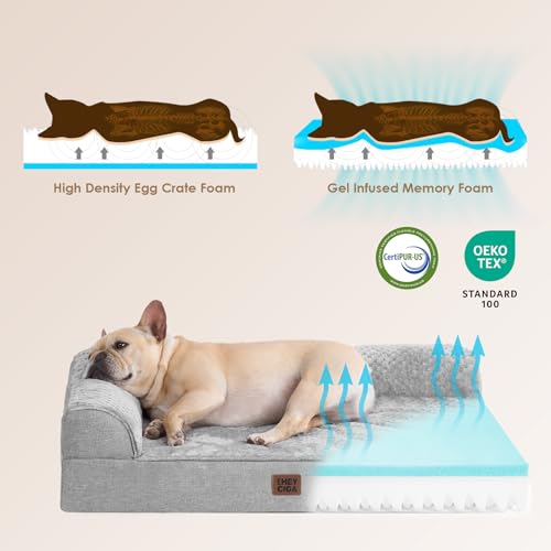 Memory Foam Dog Bed (Grey / 48.0"L x 35.0"W x 7.5"Th)