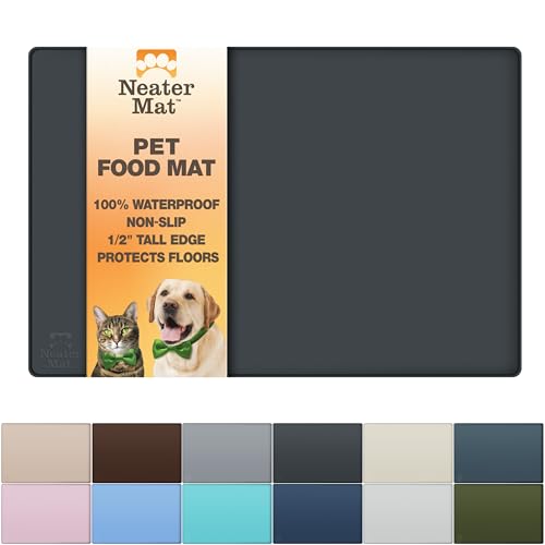 Neater Mat Pet Mats for Food and Water (19"L x 12"W / Midnight Black)