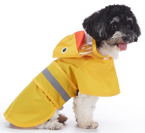 Dog Raincoat Hooded Reflective Waterproof Slicker Poncho (Yellow Duck / 4XL(44-55 pound))