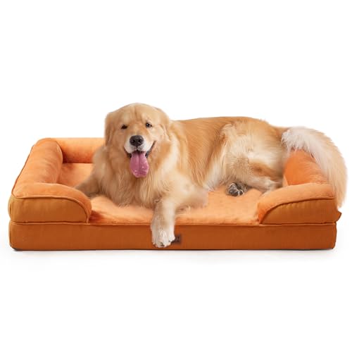 Orthopedic Extra Large Dog Bed (Pumpkin Orange / 44.0"l X 32.0"w X 6.5"th)