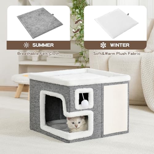 Cat Houses for Indoor Cats (Grey / Large)