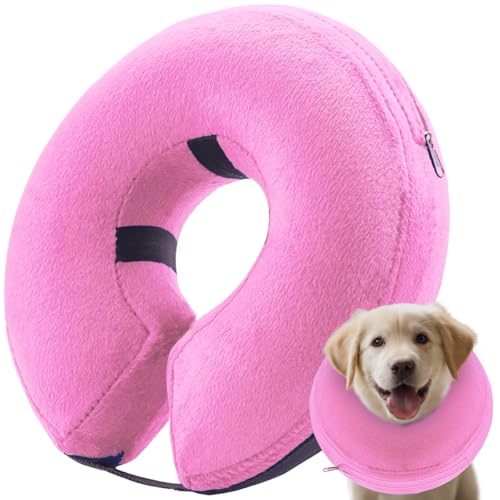 Inflatable Dog Cone Collar (Pink / Extra Large [Neck: 18"-23"])