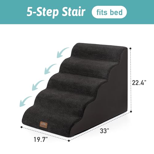 Extra Wide Dog Stair for Small Dog (Black / Extra Wide:19.7"x33"x22.4")