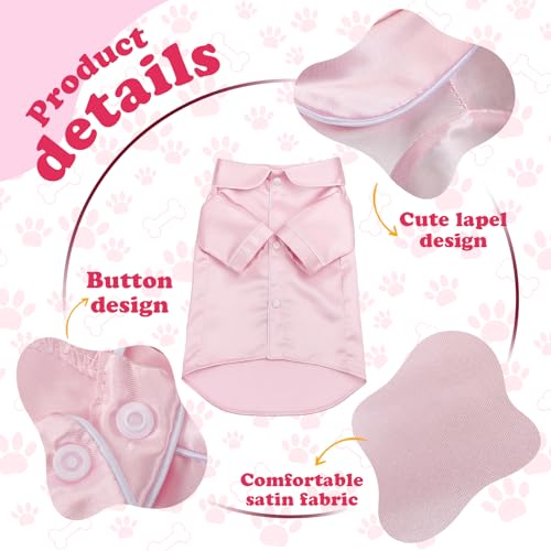 Dog Silk Pajamas Shirt Puppy Satin Pjs for Small Dog (M / Pink)