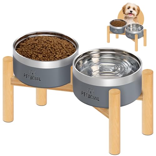 27oz Elevated Stainless Steel Dog Bowls Non (Grey)