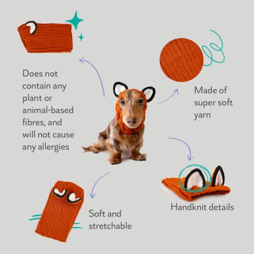 Fox Costume Knit Dog Snood Ear Wrap for Pets (Medium)