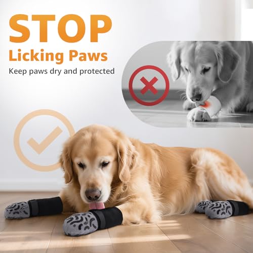 Non Slip Dog Socks to Prevent Licking Paws Double Sided Traction (Small(Pack of 4))