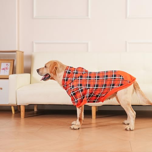 Plaid Dog Hoodie (XL-XXLarge / Orange)
