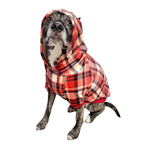 Dog Hoodie Buttery (Red Plaid / XX-Large)