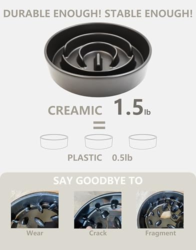 Ceramic Slow Feeder Dog Bowls (Black / 6 Inches)