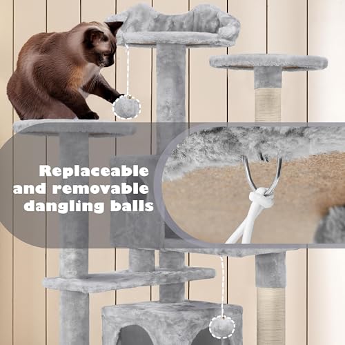 54in Cat Tree Tower (Light Gray / 54in)
