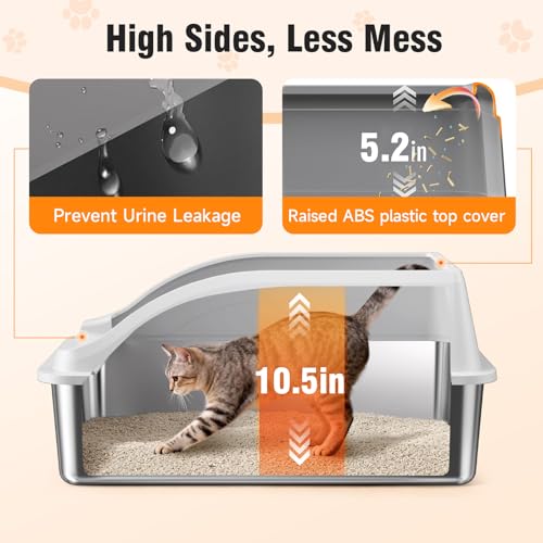 2PACK Stainless Steel Litter Box (Light Grey XL 2PK)