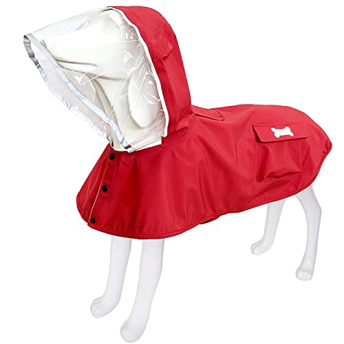 Dog Raincoat Waterproof Rain Poncho with Hoodie (Small: 9-13lbs / Red)