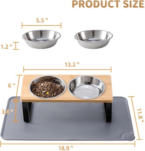 2 Pack Elevated Cat Bowls with Food Mat
