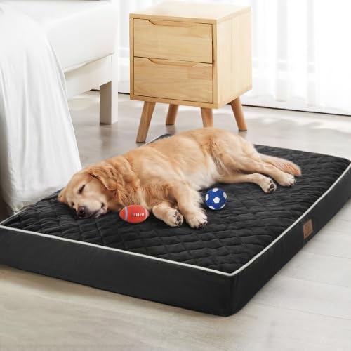 Orthopedic Waterproof XL Dog Bed for Crate Cozy Sleep (black / 41"L x 27"W x 4"Th)