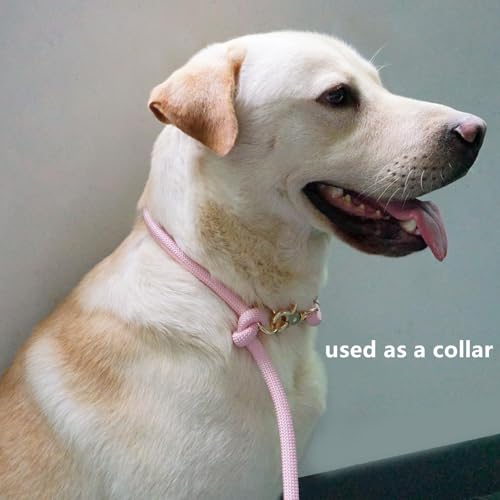 Multifunctional 8.5 ft Nylon Rope Hands Free Dog Leash for Running Small Medium Large Dogs (Pink / 8.5FT x 10MM)
